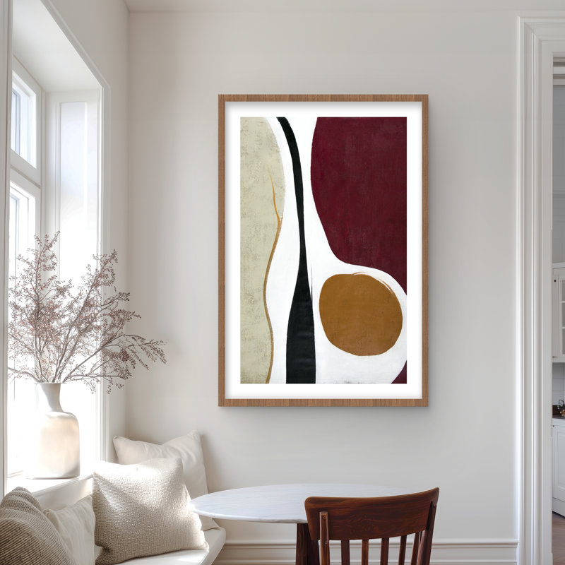 Multicolore, reproduction encadrée avec passe-partout rétro | Man Man Home Decor, H 36 po x l 24 po, Brun