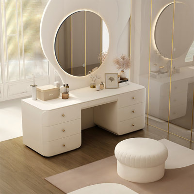 Ensemble coiffeuse blanche avec miroir lumineux à DEL
