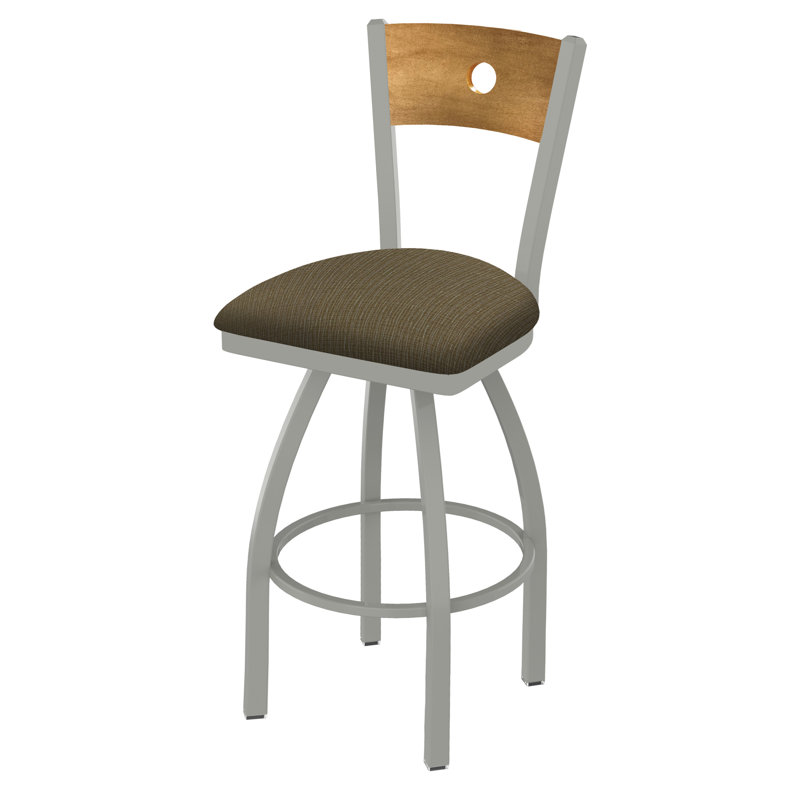 830 Voltaire Swivel Bar & Counter Stool, Medium Maple, Graph Cork Fabric / Anodized Nickel Frame, Bar Stool (30" Seat Height)