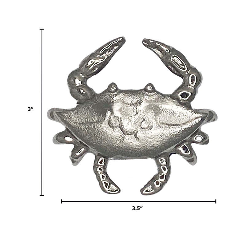 Blue Crab Push Button Doorbell, Nickel Silver