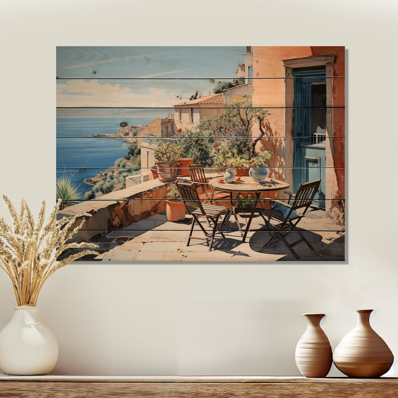 La Dolce, côte italienne IV sur bois, H 24 po x l 32 po x P 0,78 po