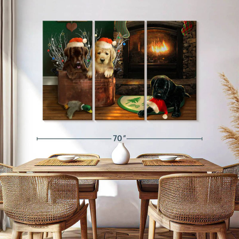 Brampt Fireside Lab Trio, 42" H x 65" W