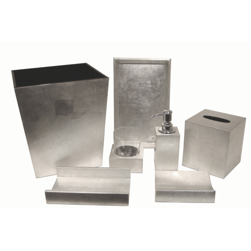 Leaf Manufactured Wood Open Waste Basket, Silver