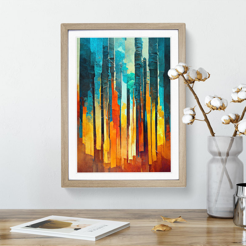 Torn Abstract Forest No.8 - Single Picture Frame Print, 64cm H x 46cm W, Oak