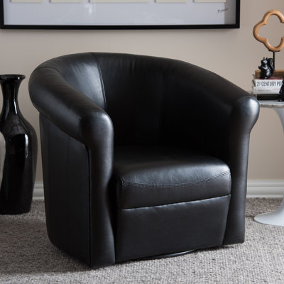 Kabeer Faux Leather Swivel Barrel Chair