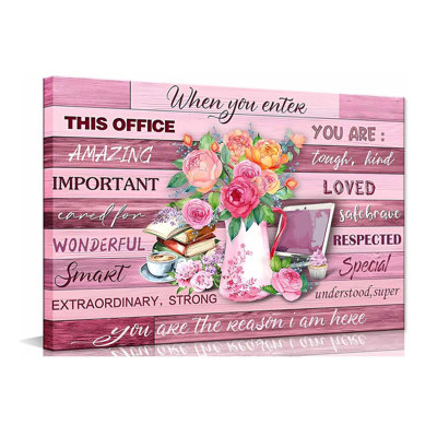 Encadrée florale sur toile, art mural, femmes, citations inspirantes, photos de fleurs, bureau, décoration murale, peintures rustiques, impressions, affiche moderne, maison pour le salon, salle de bain, chambre à coucher, 16 x 24 pouces (40 x 60 cm)