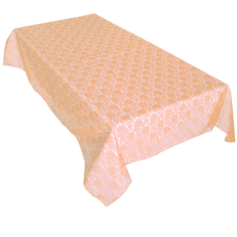 Floral Lace Overlay, 120" x 58", Peach