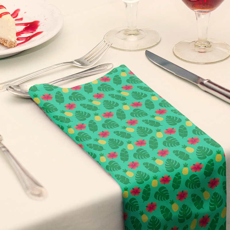 Serviette de coton à motif tropical, H 0,1 po x l 10 po x P 10 po, Vert, Sergé de polyester