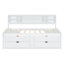 Lit de jour double blanc avec 2 tablettes de chevet, 4 tiroirs et support supérieur-1468359986
