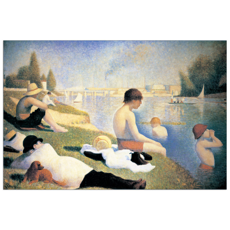 Georges Seurat - No Frame Print on Wood, 67cm H x 100cm W x 1.8cm D