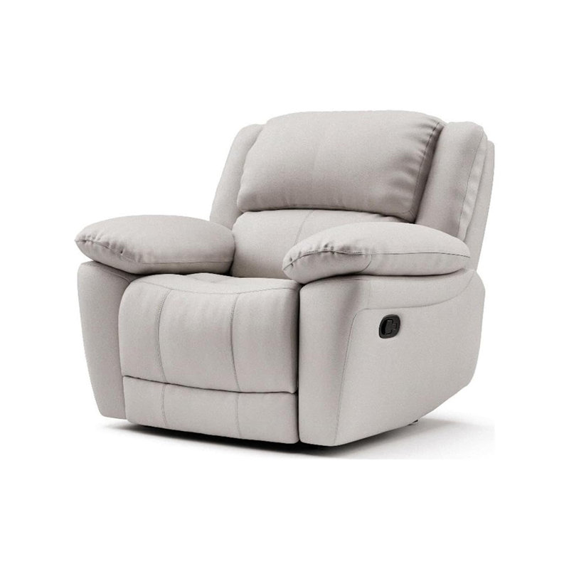 38.4" W Transitional Recliner Chair, Off-White, White