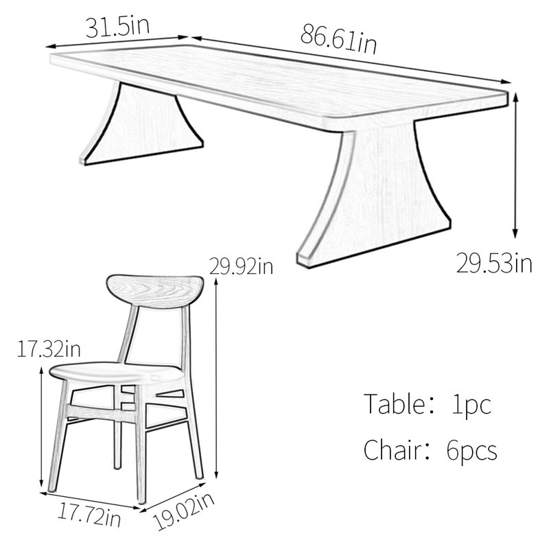 Solid wood walnut dining table set