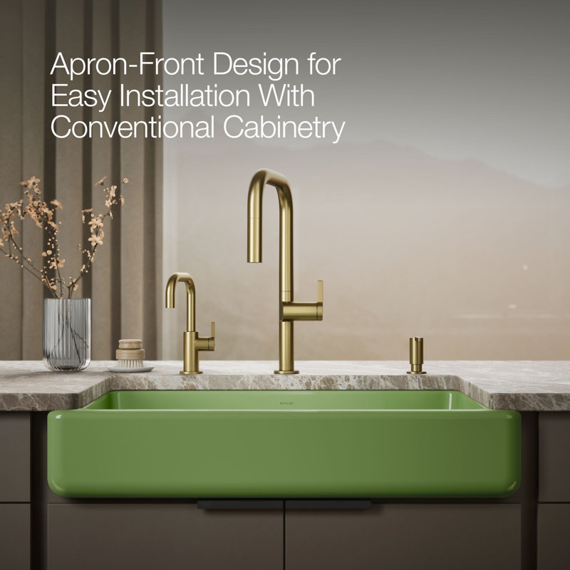 Whitehaven® 36" L x 22" W Double Basin Farmhouse/Apron Kitchen Sink, Fresh Green