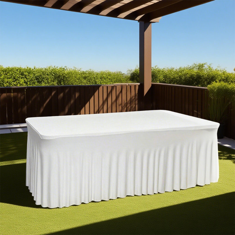 2 pièces / paquet de jupes de soleil rectangulaires en tricot extensibles de 6 pi, noir et blanc, convenant à la cuisine, à la salle à manger, aux réunions de famille, aux fêtes et aux décorations de table de banquet. Facile à installer et lavable
