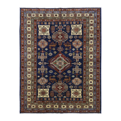 Geometric Navy Super Kazak 5'2" x 6'7"