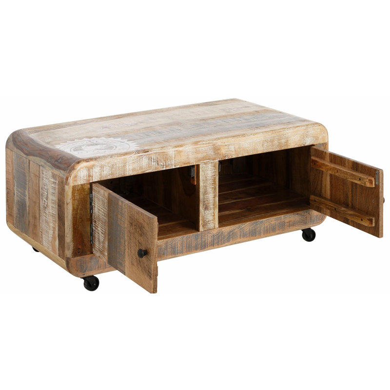 Jared Solid Wood Four Leg Coffee Table with Storage