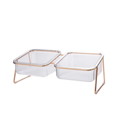 Iron Pet Feeding Bowl Non-Slip Large, 12.01x5.67x4.33 inches, Clear