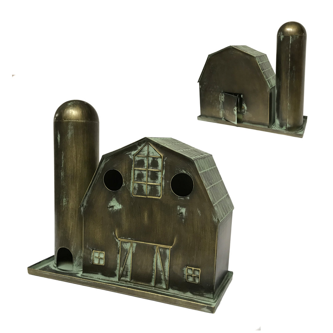 Warkworth Barn and Silo Feeder 14 in x 15.5 in x 6 in Birdhouse Williston Forge 