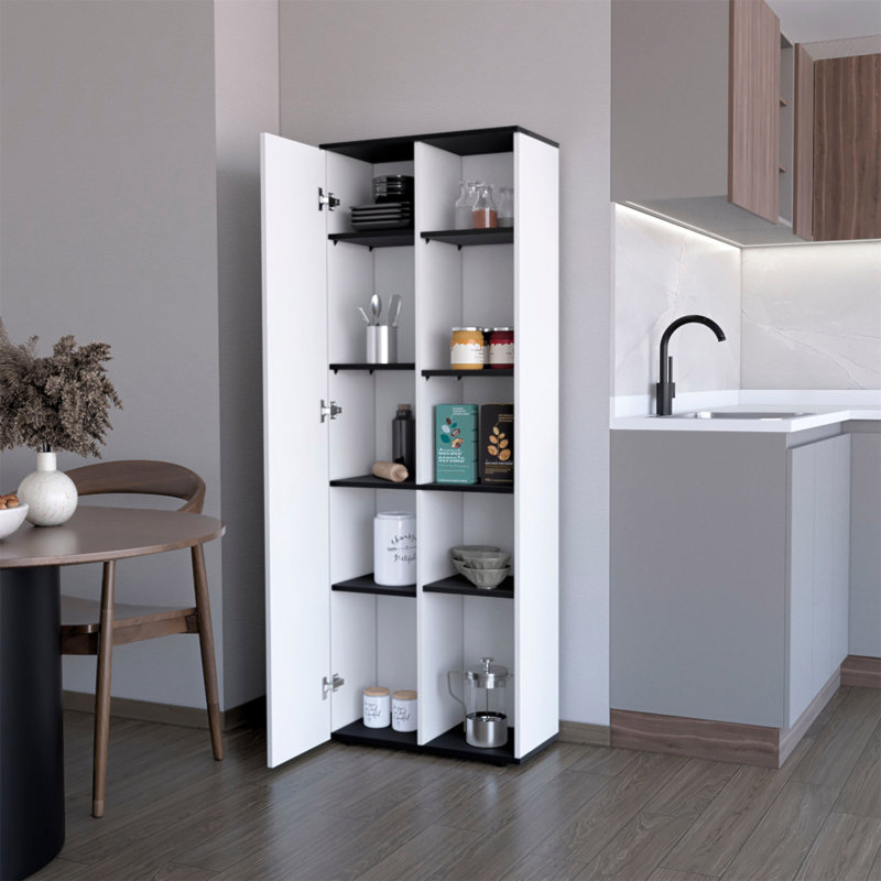 Garde-manger à 1 porte blanc et noir, Blanc/Noir