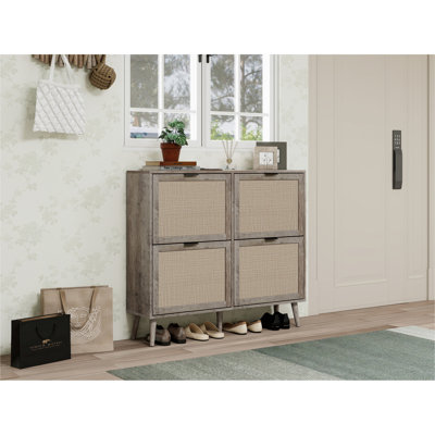 Armoire de rangement pour chaussures 4 portes autoportante moderne