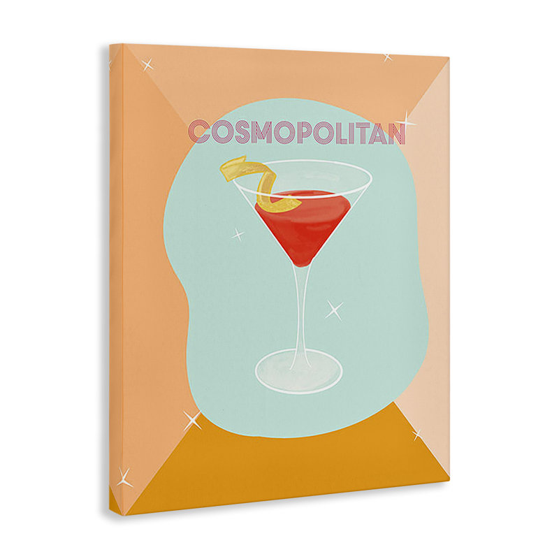 Art moderne moderne sur toile, "Cosmopolitan Drink" par Ashley Singleton, H 48 po x l 36 po