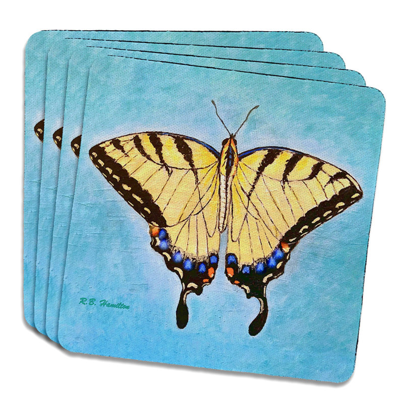 Ensemble de 4 sous-verres Spreadwing Tiger Swallowtail Butterfly