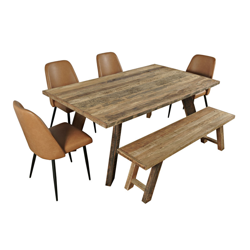 Shawnta 6 - Person Solid Wood Top Four Leg Dining Set, Light Brown