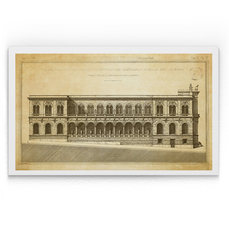 « rétro italien architecture stencil v », impression, H 18 po x l 27 po x P 1,5 po, Toile tendue