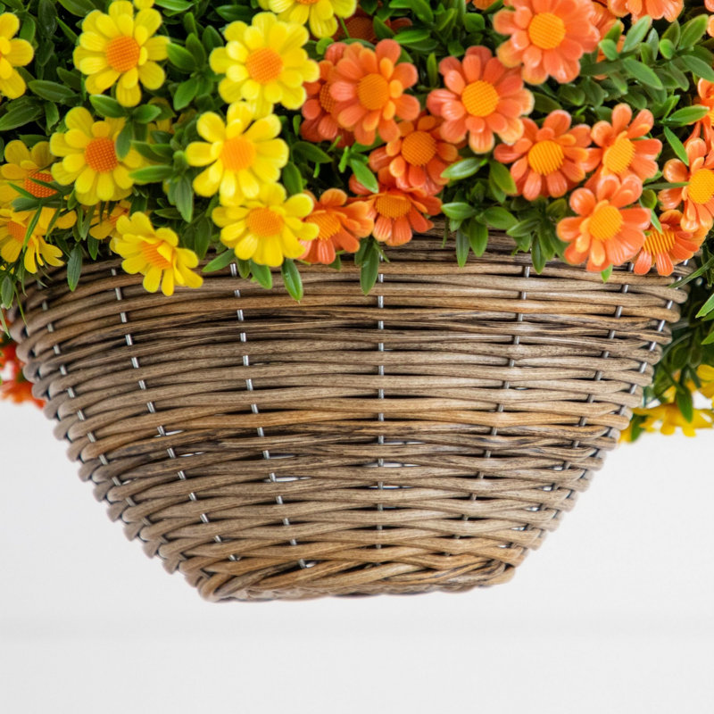 22 po Panier suspendu en forme de marguerite artificielle d'automne résistant aux rayons UV (intérieur / extérieur)
