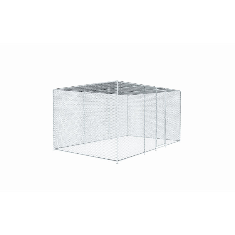 Enclos à poules 13 x 8 x 6,5 pi, filet, conception à verrouillage automatique, protection étendue et imperméable - cage en acier galvanisé avec revêtement, structure de 13 x 8 x 6,5 pi, verrou, couvercle, rouille