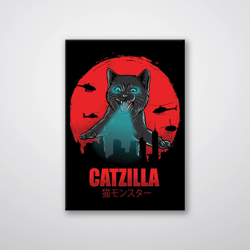 Reproduction de Catzilla - art mural drôle de monstre de chat - affiche pour animal de compagnie Pop culture - dessin de chat Kaiju