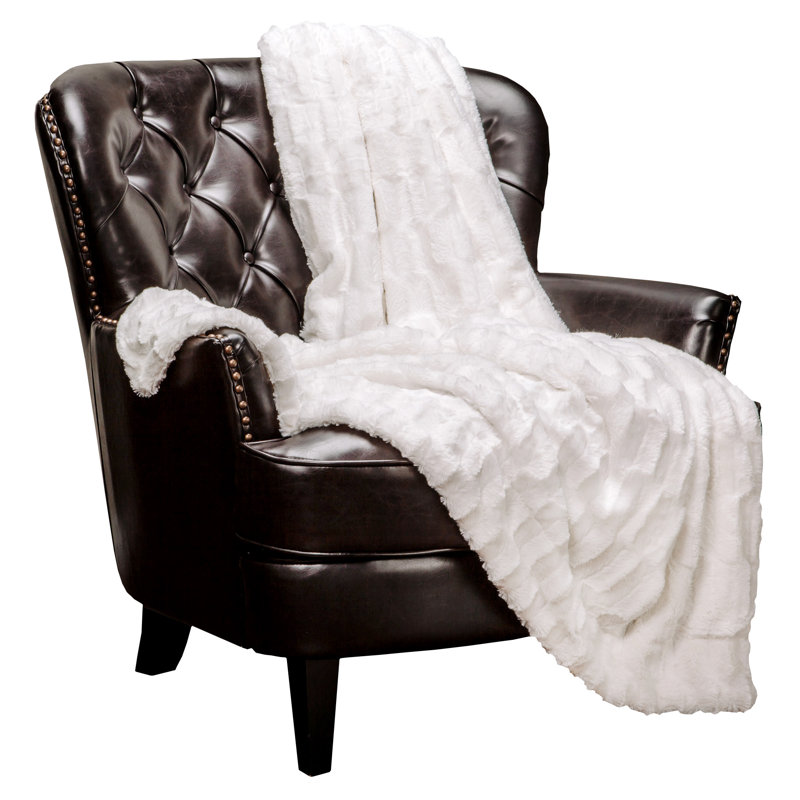 Jeté de lit en fausse fourrure, Blanc, L 50 po x L 65 po