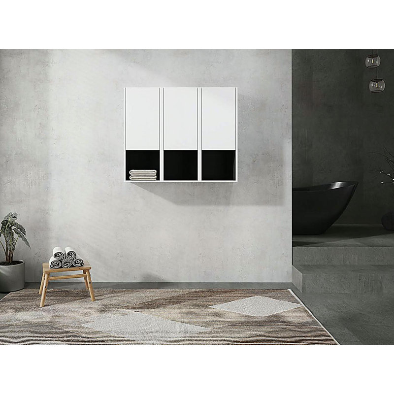 Armoire latérale de salle de bain 12 po, 3 portes à fermeture douce, conception à fixation flottante