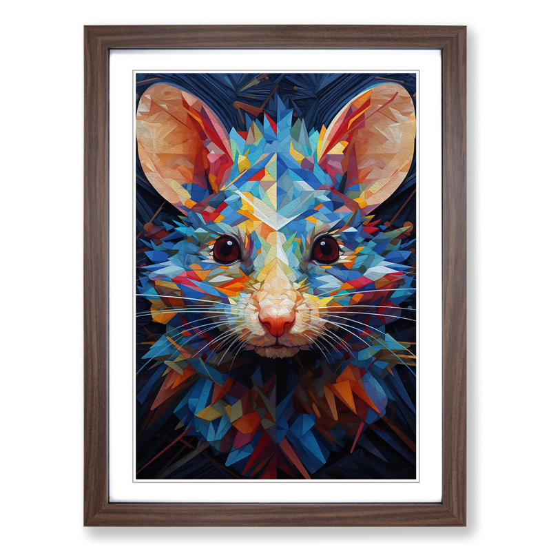 Rat Rat Rat Geometric No.3 - Single Picture Frame Print on Wood, 46cm H x 34cm W, Walnut Framed