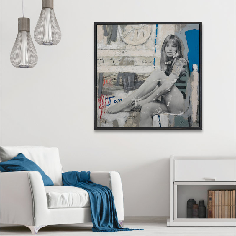 Jane Birkin - Blue by Colio - Floater Frame Painting on Canvas