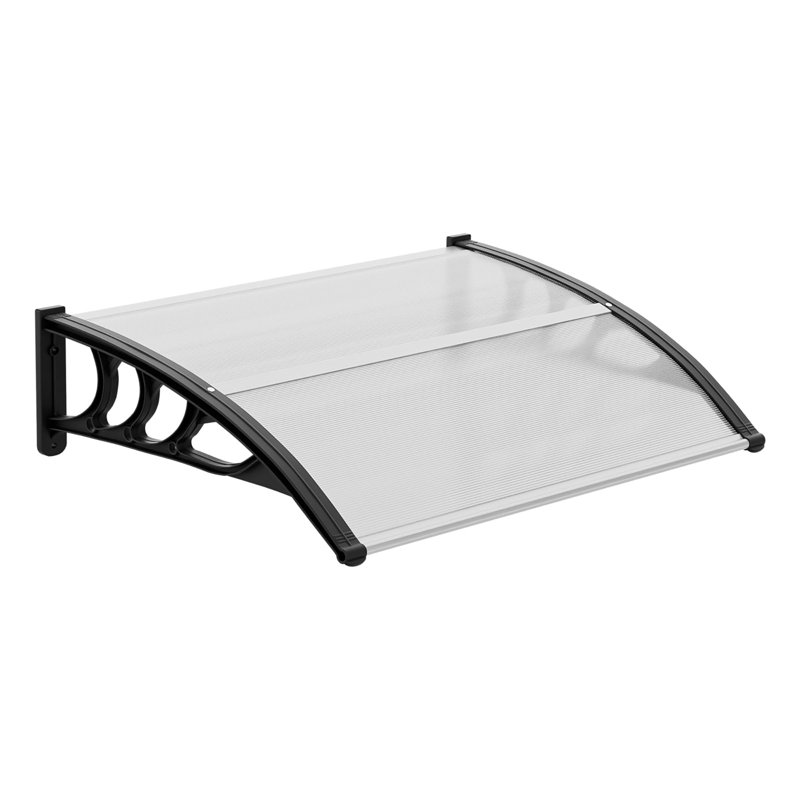 Window Awning Door Canopy Exterior, Clear/Black, 9" H x 39.9" W x 29.1" D