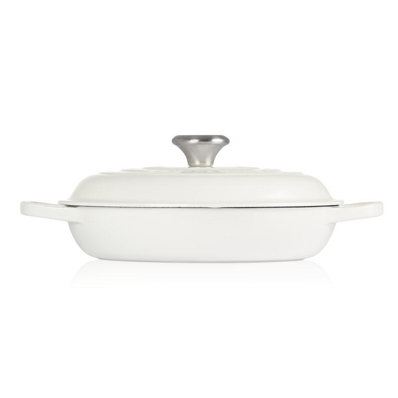 Le Creuset Signature Enameled Cast Iron Braiser with Lid, White