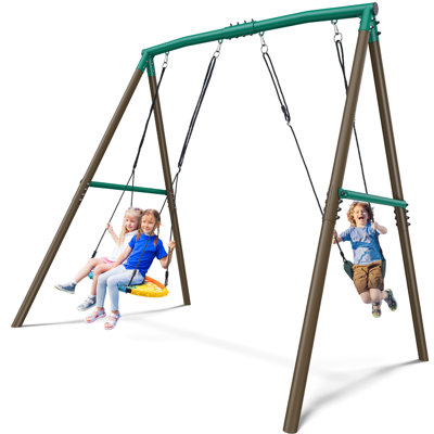 Powder Coated Steel Swing Set 2 Swing(s)