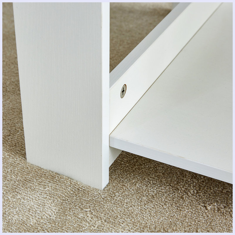 Bonni Rectangular Coffee Table with Storage Shelf, White, 16.5" H x 35.4" L x 21.7" W