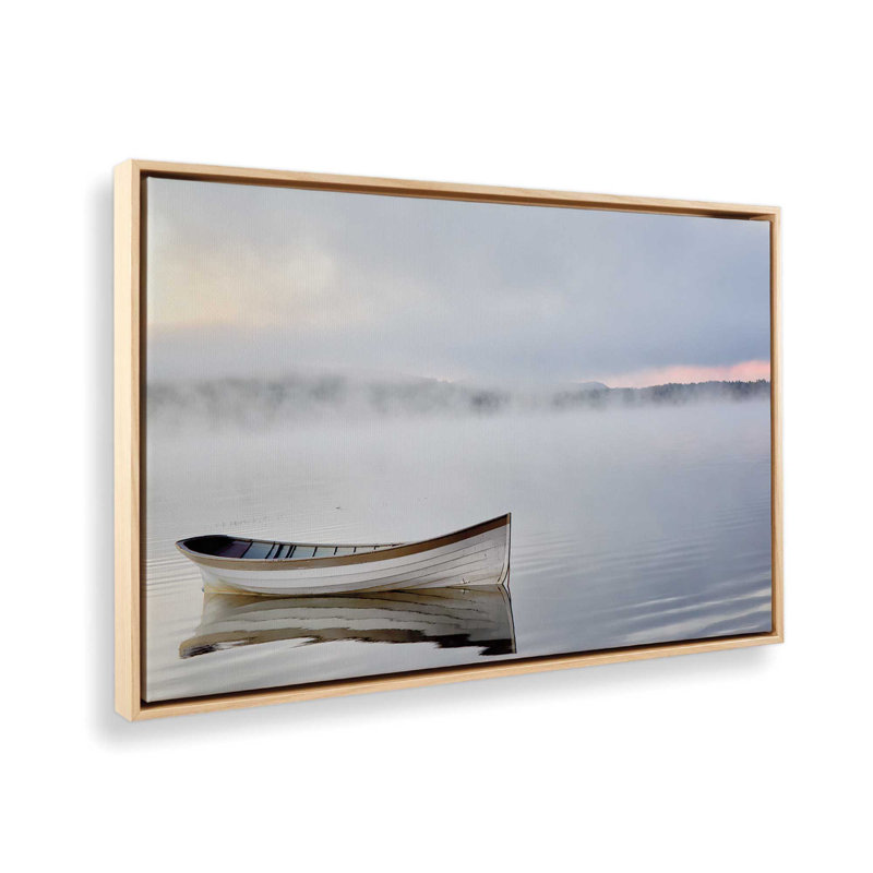 Bateau sur les eaux calmes, Cadre américain en érable flottant, H 32,75 po x l 48,75 po x P 1,75 po