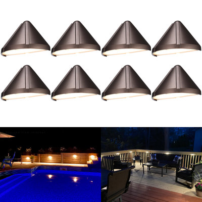 Projecteur DEL basse tension 5 CCT pour terrasse, 12-24 V CA/CC, en aluminium, pour escalier extérieur, IRC 90, finition bronze huilé.