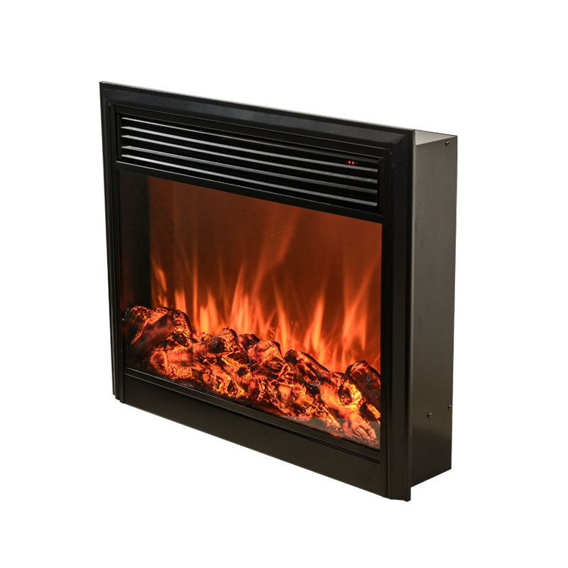 Meuble télé avec miroir en acrylique noir et effet de flamme réaliste