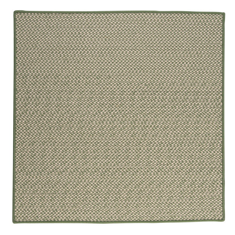 Tapis intérieur / extérieur Ashvith Houndstooth - vert feuille, Carré 8 pi