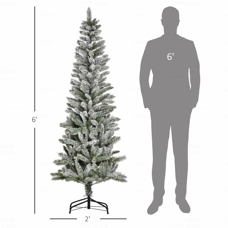 Arbre de Noël artificiel pin illuminé enneigé 6 pi, branches réalistes, 394 branches