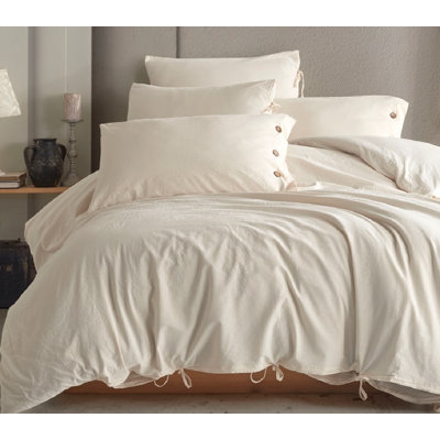 Ensemble de housse de couette Monarch 100% lin de coton lavé, très doux, confortable, chic, léger, 5 pièces, 2 taies d'oreiller, 2 taies d'oreiller, 1 housse de couette, ensemble de literie