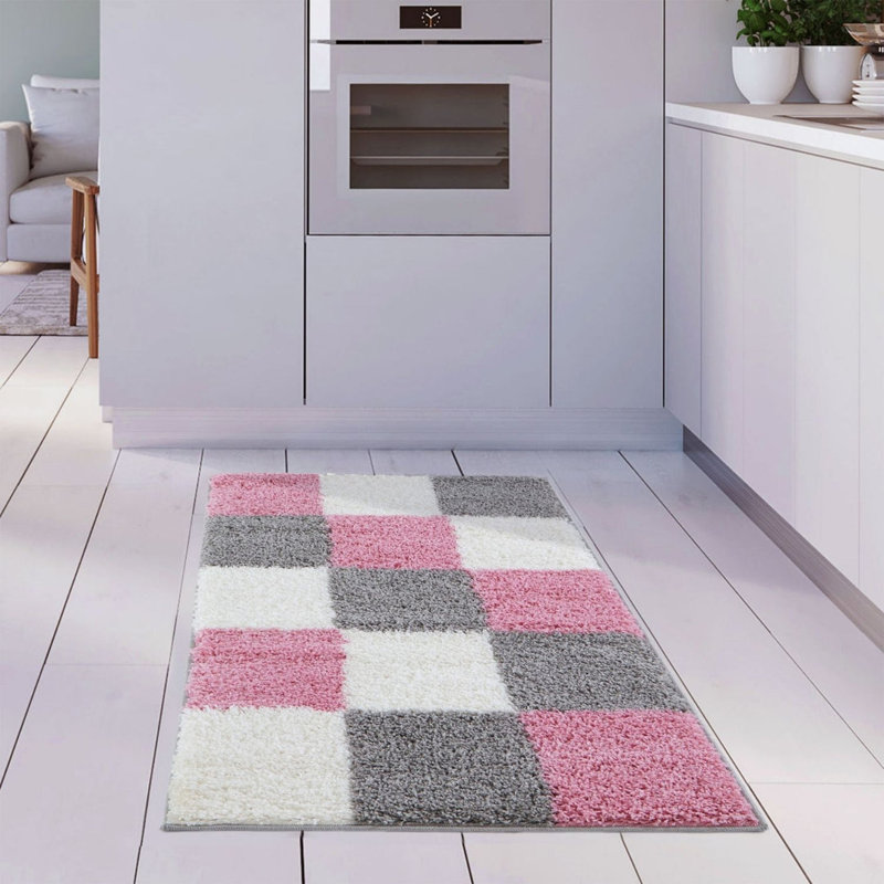 Myshaggy Collection Rugs Geometric Design in Pink, Rectangle 80 x 150cm