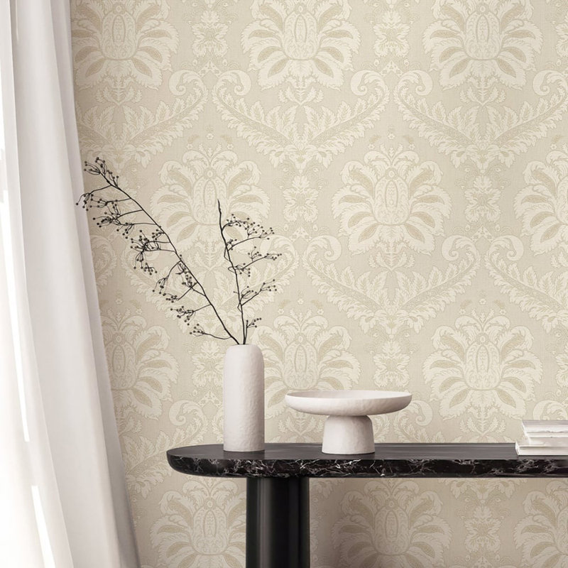 Ornamenta Collection Traditional Damask Wallpaper Roll, Green