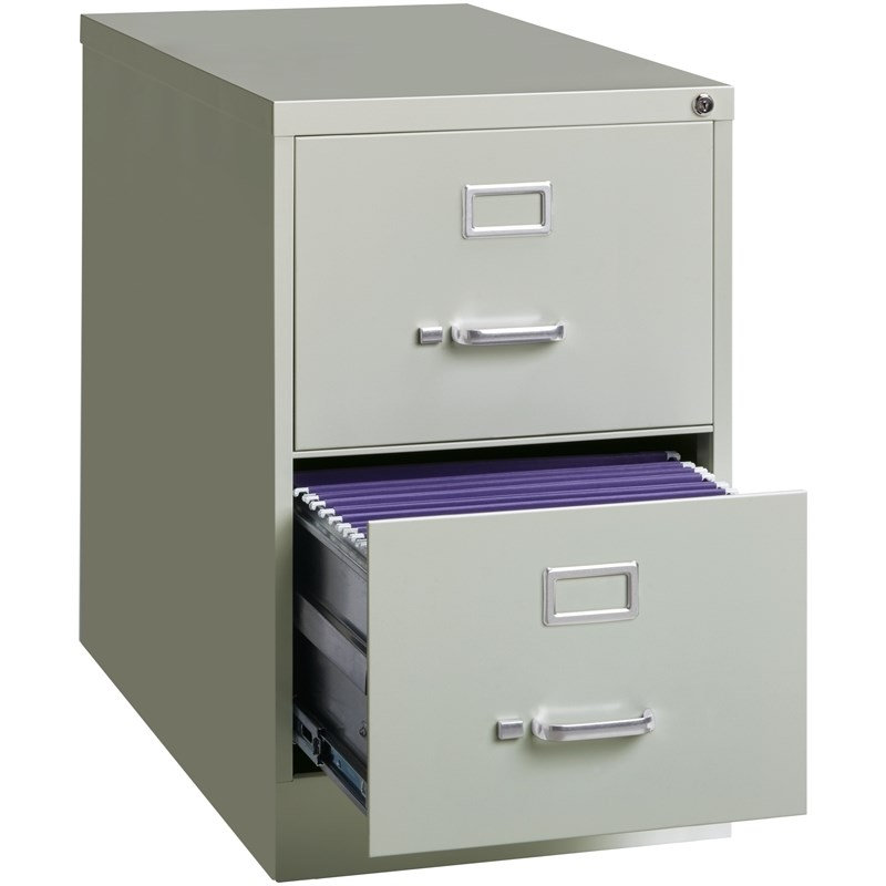  Classeur vertical en métal gris clair 2 tiroirs pré-assemblé