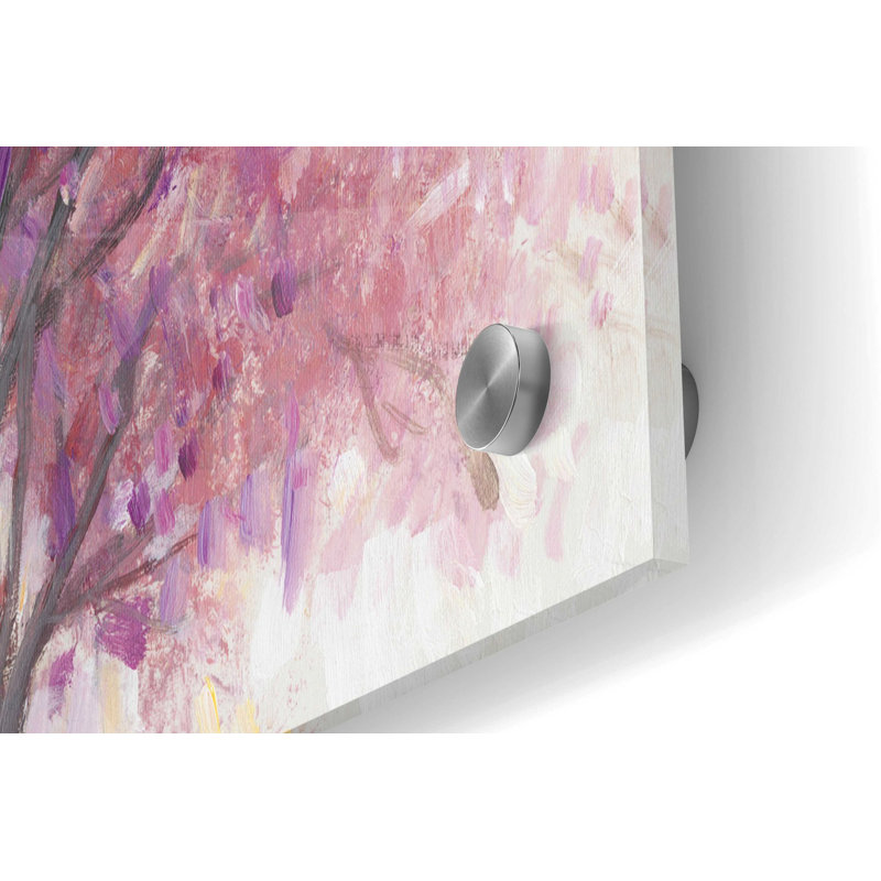 «Pink Cherry Blossom Tree II» par Tim O'Toole, art mural en verre acrylique, H 24 po x l 36 po
