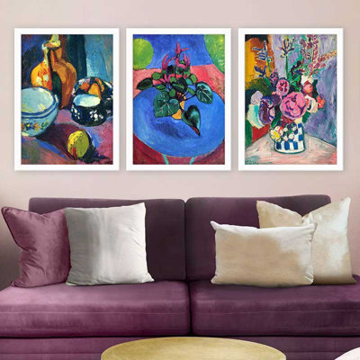 Elegant Decorative Framed Painting Set (3 Pieces), 13.8 x 17.7 inches Each | 100% Wooden with 100% Polystyrene Frame (Thickness: 0.8 inches) | UV Digital Printing, Perfect for Living Room & Home Décor